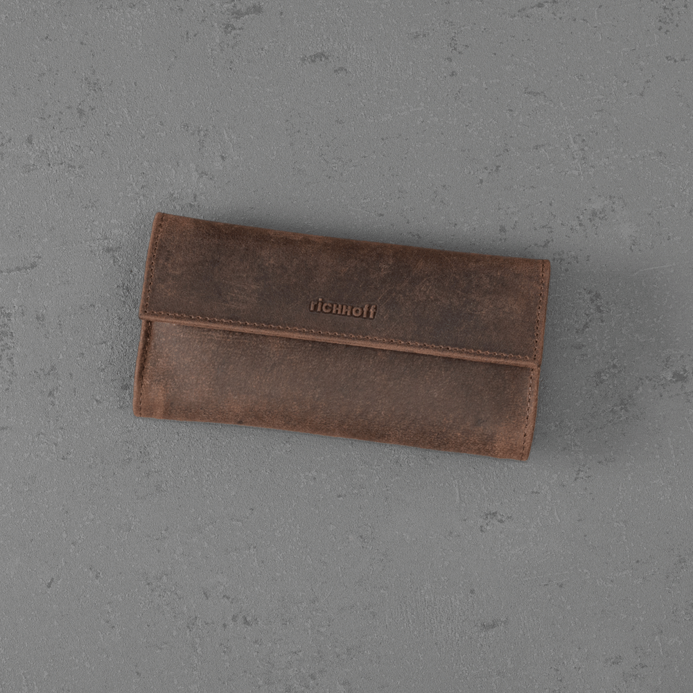 Portofel tutun rulat cu inchidere magnetica, Richhoff, 11895, piele naturala premium, maro - vintage