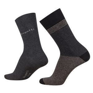 Set 2 perechi sosete, barbati, Bugatti, bumbac, 611016, 39 - 42 EU / 43 - 46 EU, negre