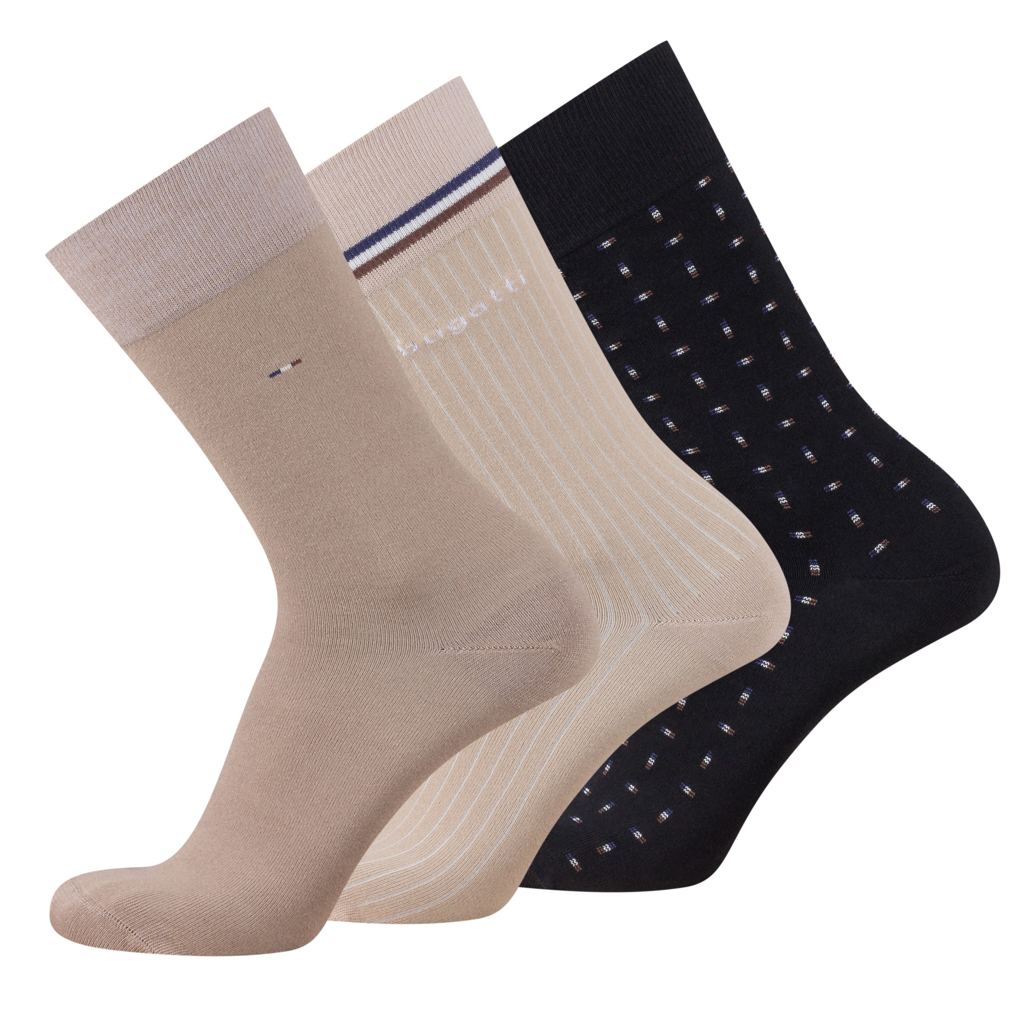 Set 3 perechi sosete, barbati, Bugatti, bambus, 61110X4, 39 - 42 EU / 43 - 46 EU, bej