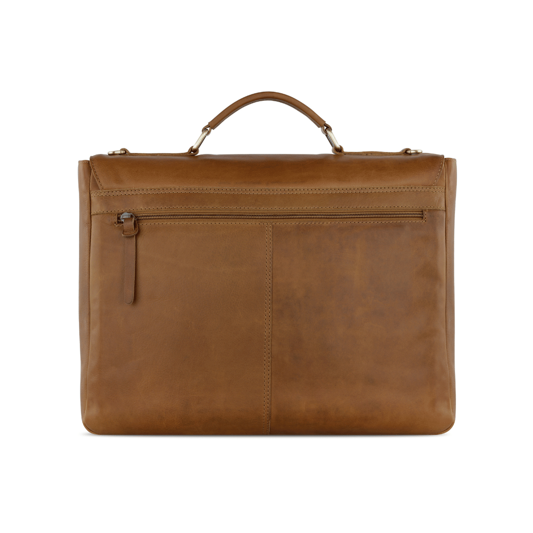 Geanta barbati tip messenger, KLONDIKE, KD1316, 39 x 30 x 10 cm, maro cognac