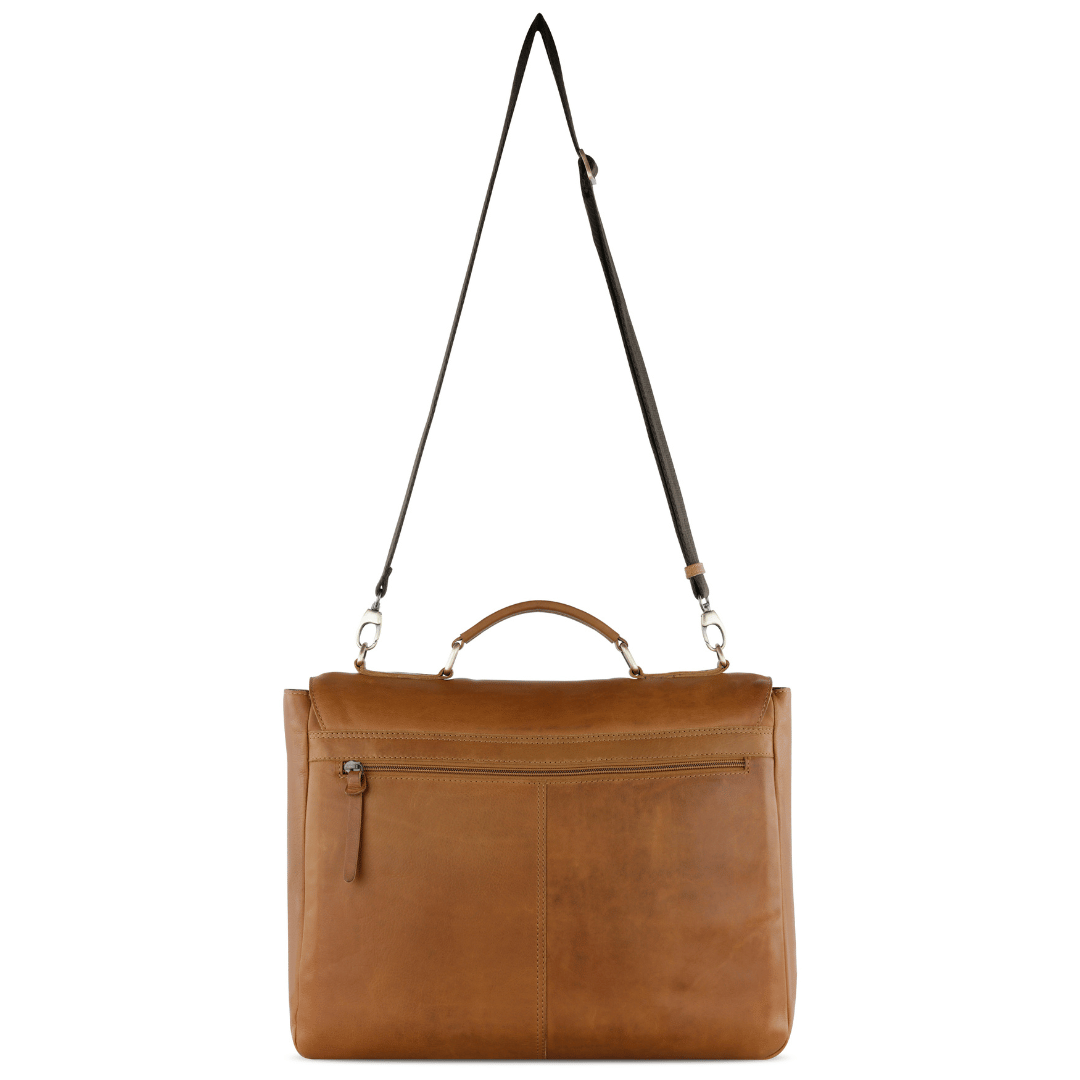 Geanta barbati tip messenger, KLONDIKE, KD1316, 39 x 30 x 10 cm, maro cognac