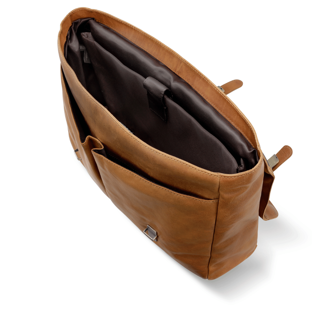 Geanta barbati tip messenger, KLONDIKE, KD1316, 39 x 30 x 10 cm, maro cognac