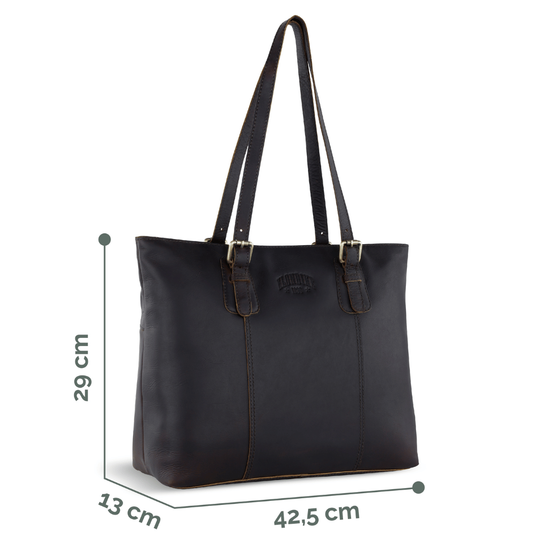 Geanta de umar dama, KLONDIKE, seria Rush Lily, KD1315, 42.5 x 13 x 29 cm, piele naturala, maro