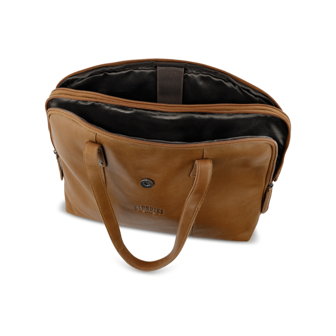 Geanta bussiness dama, KLONDIKE, KD1274, 40 x 13 x 32 cm, piele naurala, maro coniac