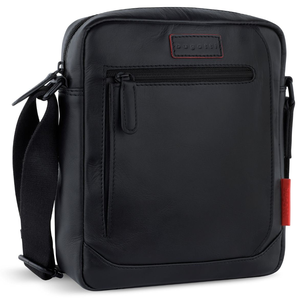 Geanta de Umar pentru Barbati, Piele Naturala, Bugatti, seria Clark, 492351, Neagra, Curea Reglabila, Buzunare Multiple