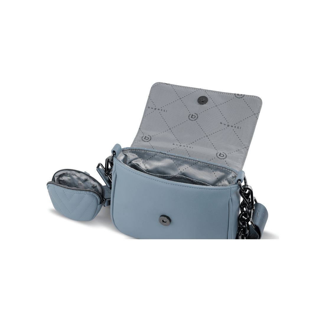 Geanta crossbody dama, bugatti, model SIRA, 493321, piele sintetica, albastru denim