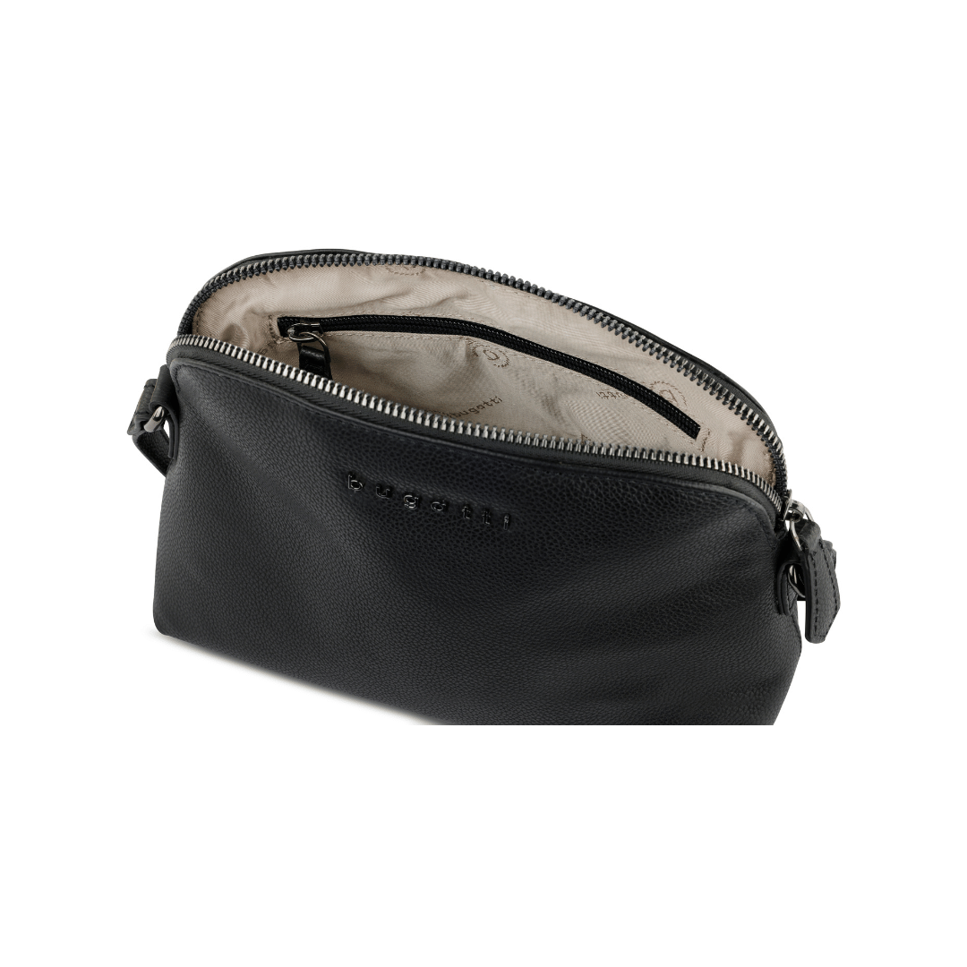 Geanta crossbody dama, Bugatti, seria Bella, 494801, marime S, piele naturala, neagra