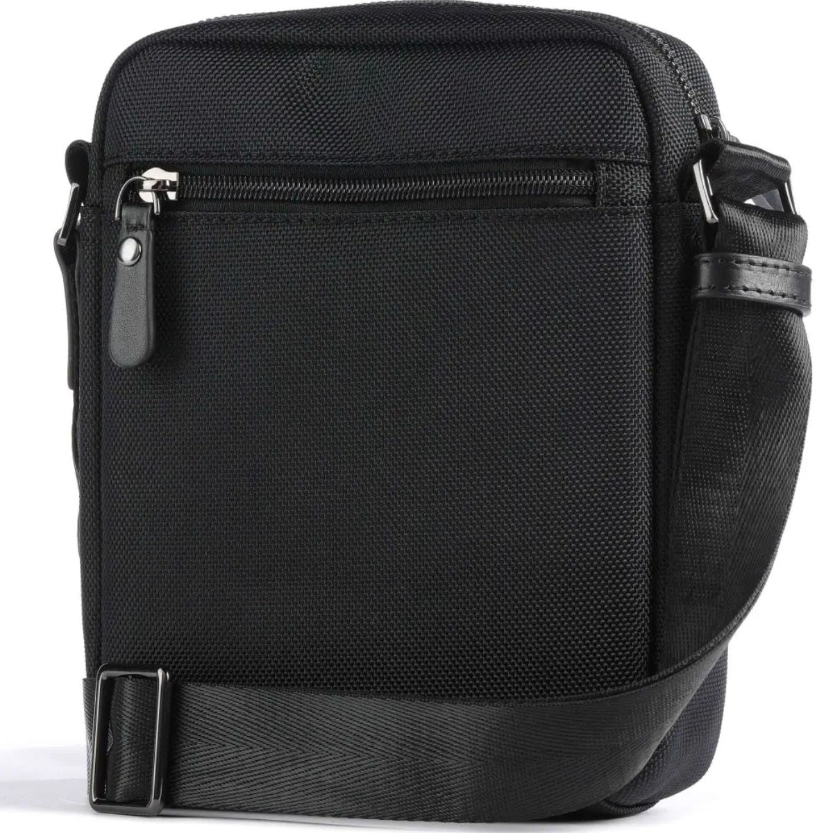 Geanta de Umar pentru Barbati, Bugatti Nero, 496406, Piele Naturala Neagra, Curea Reglabila, Compartimente multiple