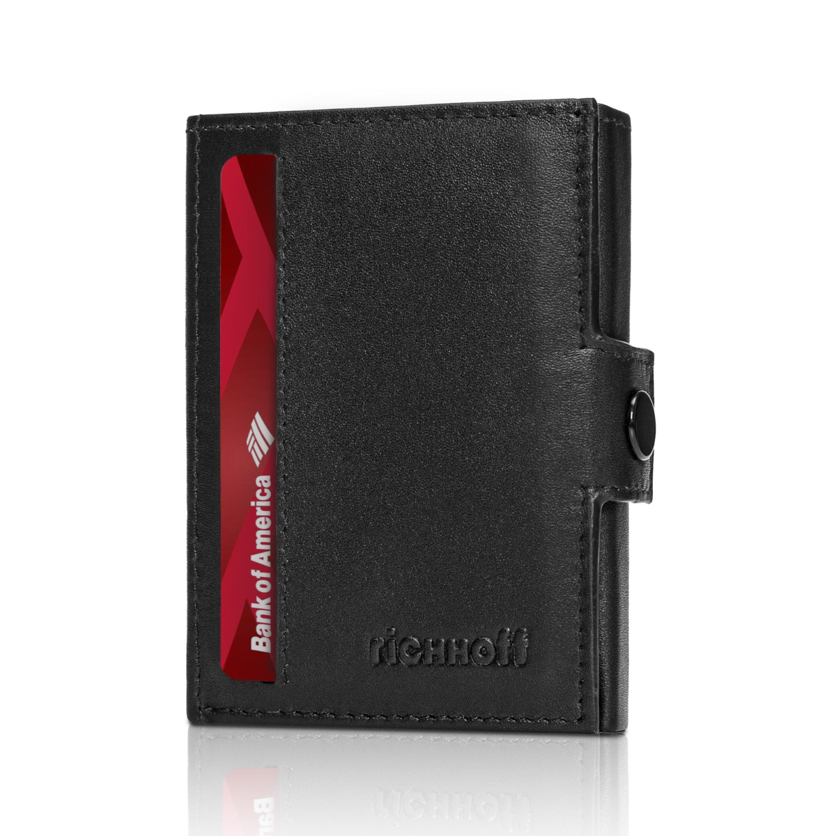 Portofel barbati, Richhoff, 1199909, piele neagra – minimalist, 7 carduri & compartiment CI + permis auto