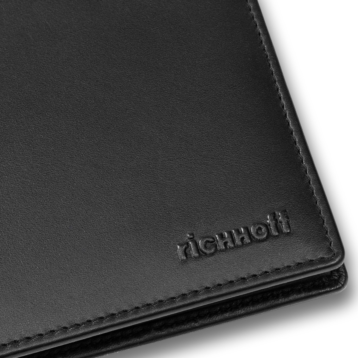 Portofel barbati, Richhoff, 1199909, piele neagra – minimalist, 7 carduri & compartiment CI + permis auto