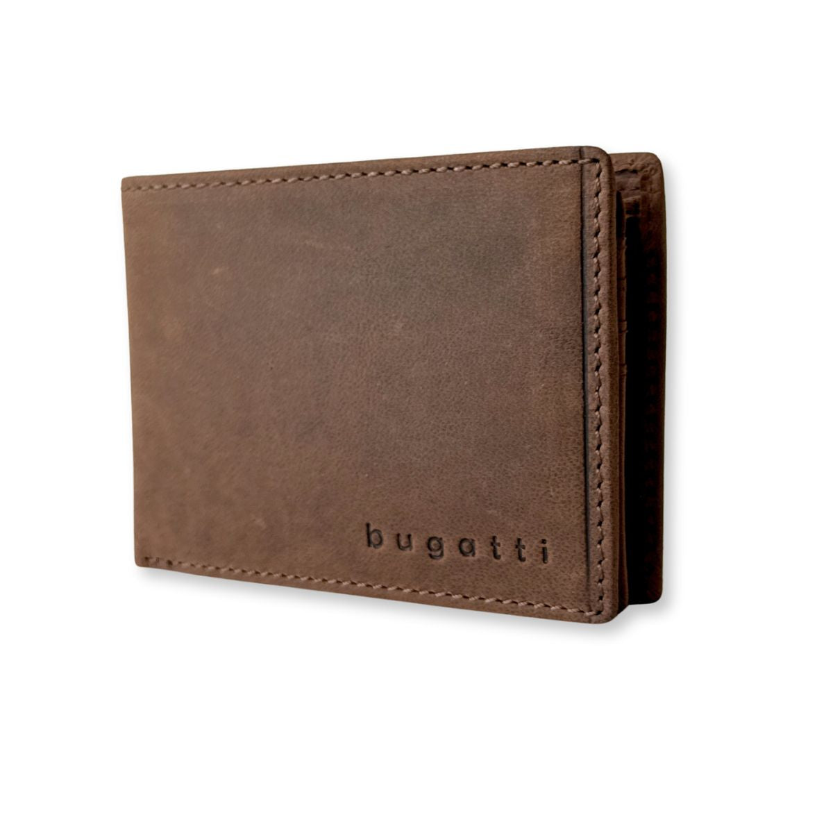 Portofel barbati, clasic, piele naturala, aspect vintage, Bugatti, seria Hunter, compartiment dedicat CI, culoare maro