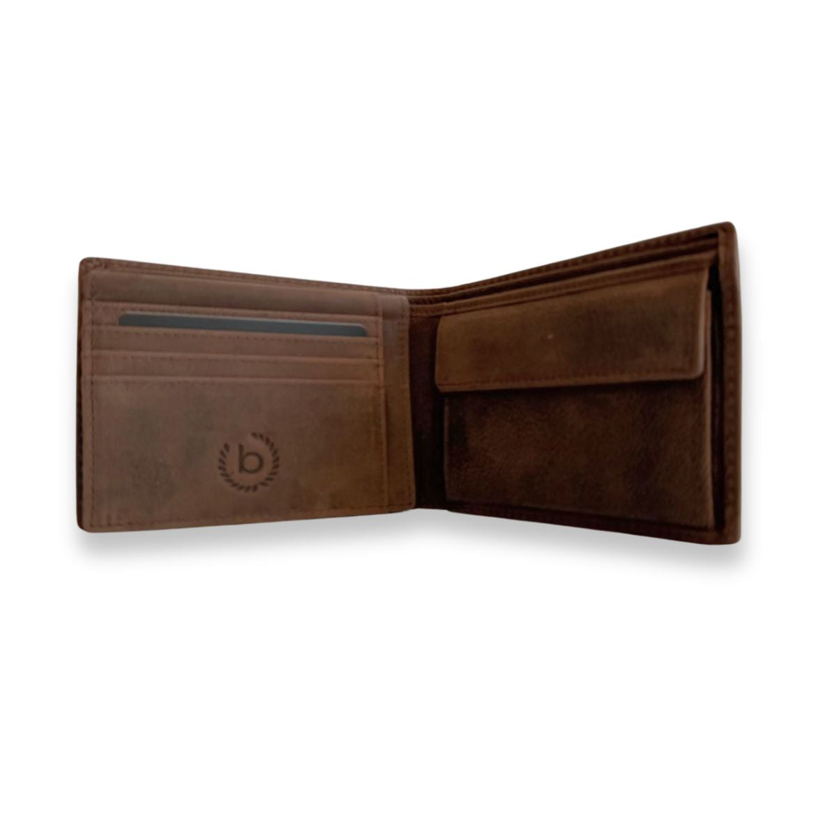 Portofel barbati, clasic, piele naturala, aspect vintage, Bugatti, seria Hunter, compartiment dedicat CI, culoare maro