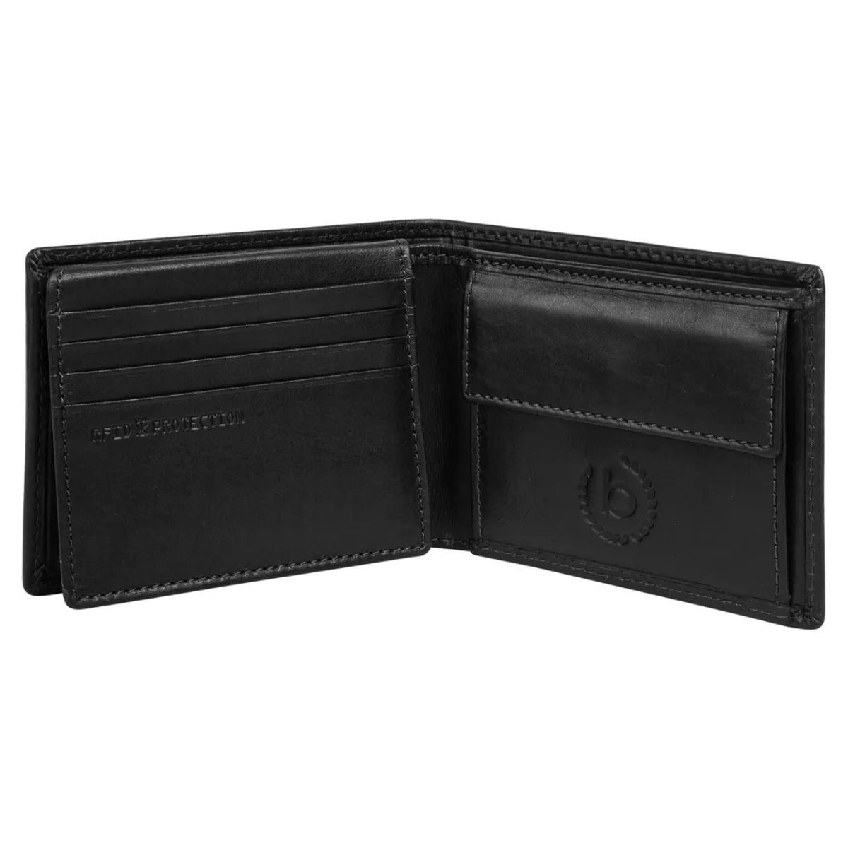 Portofel Barbati Bugatti Remo, 492398, Piele Naturala Neagra, RFID, Design Orizontal, Compartiment CI