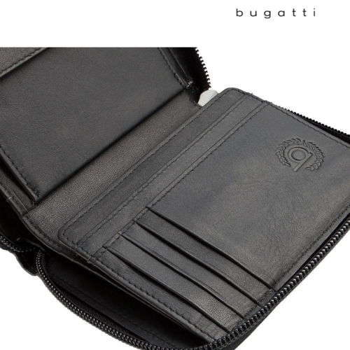 Portofel bărbați Bugatti, piele naturală, seria PRIMO, zip around, 49107701 , negru
